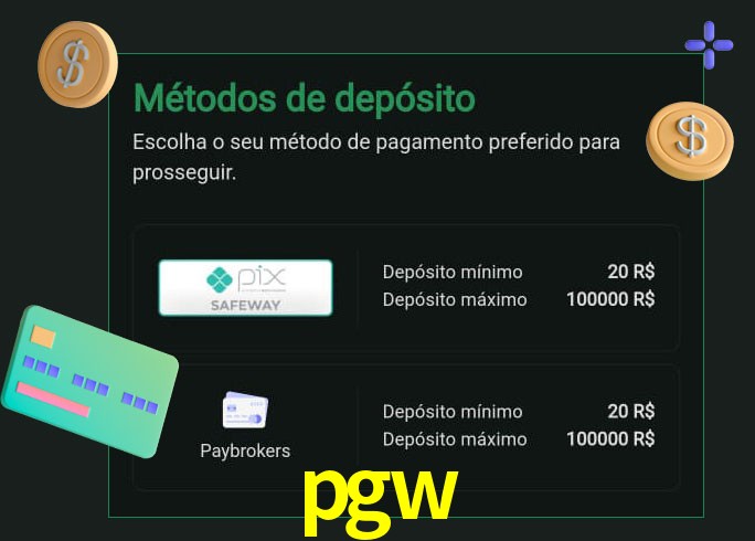O cassino pgw oferece uma grande variedade de métodos de pagamento